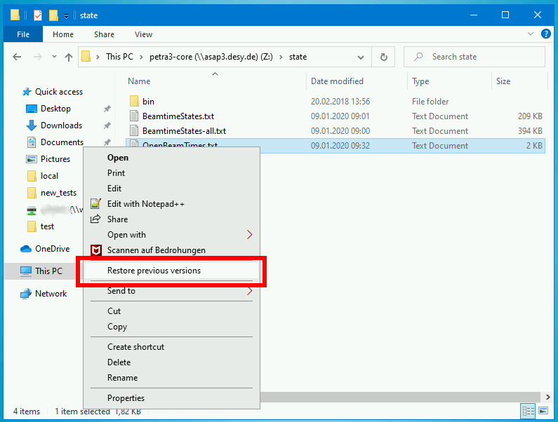 Restore Previous Version